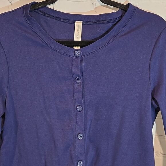 White Stag blue cotton button front top size S - Picture 2 of 7